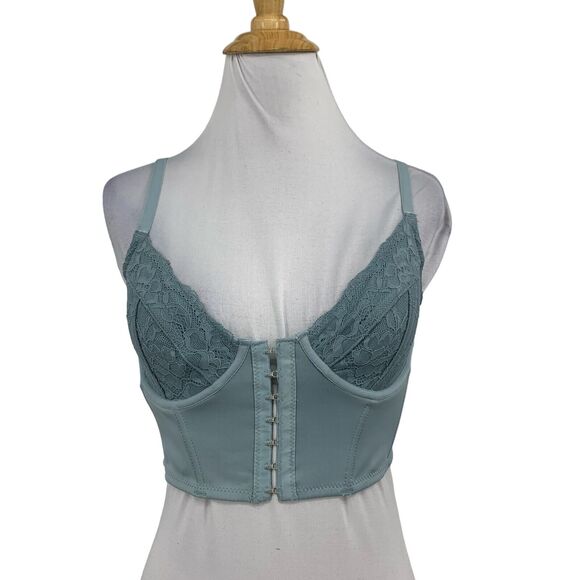 Garage Other - Garage Bustier Womens PS Small Petite Seafoam Luna Combo Lace Bra Clasp Cropped